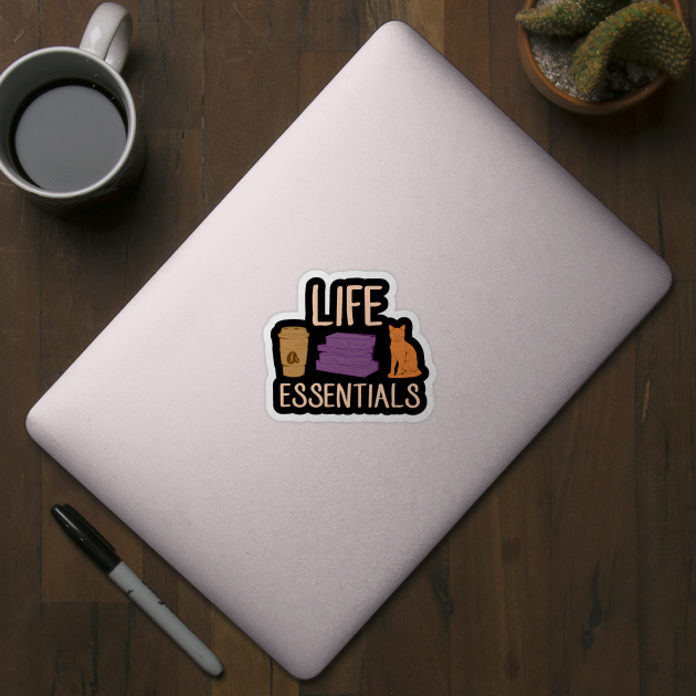 Cute Life Essentials Are Coffee, Books, and Cats by theperfectpresents